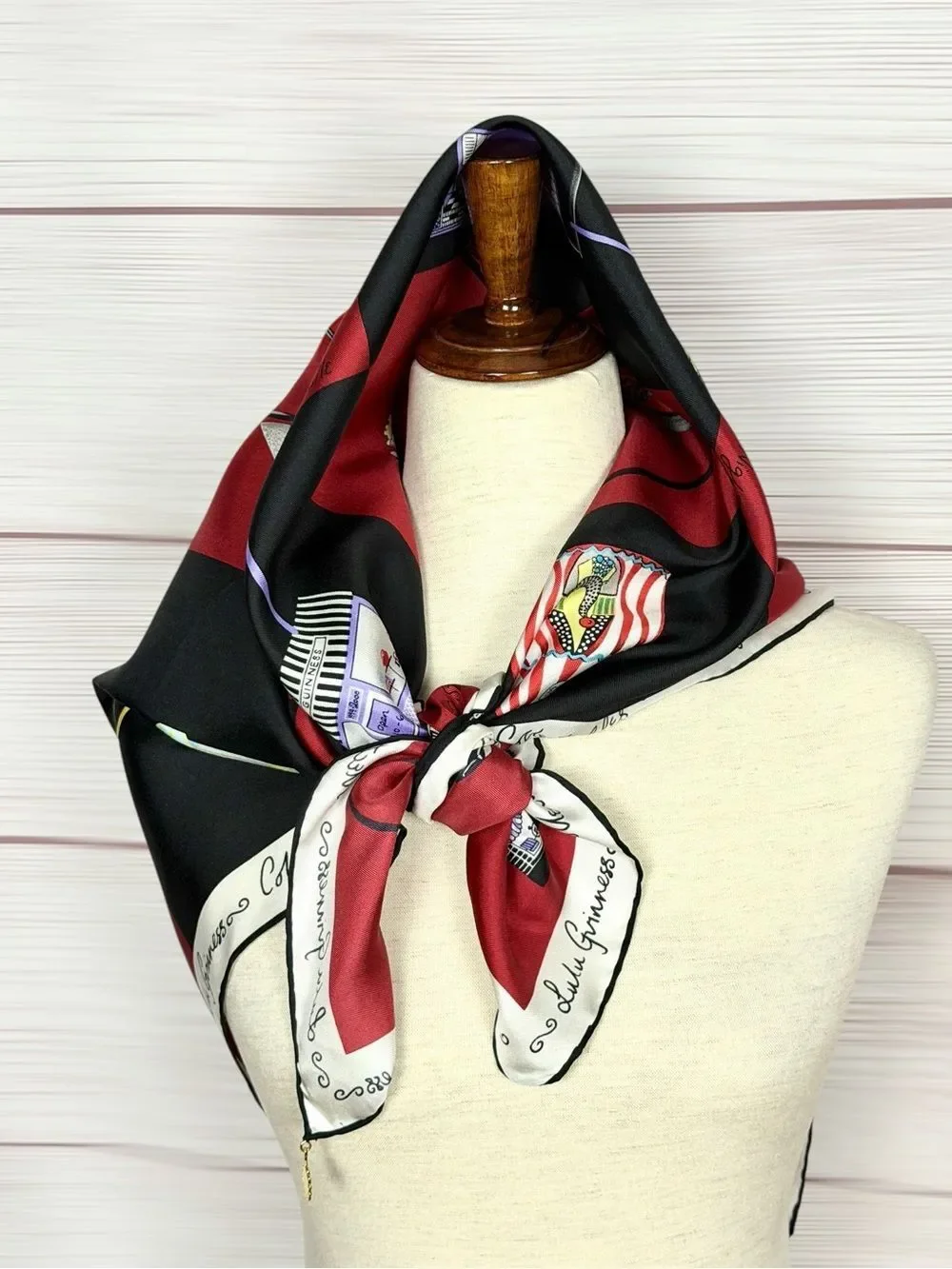 Lulu Guinness Silk Scarf Red Black Novelty Handbag Print Collectibles Theme